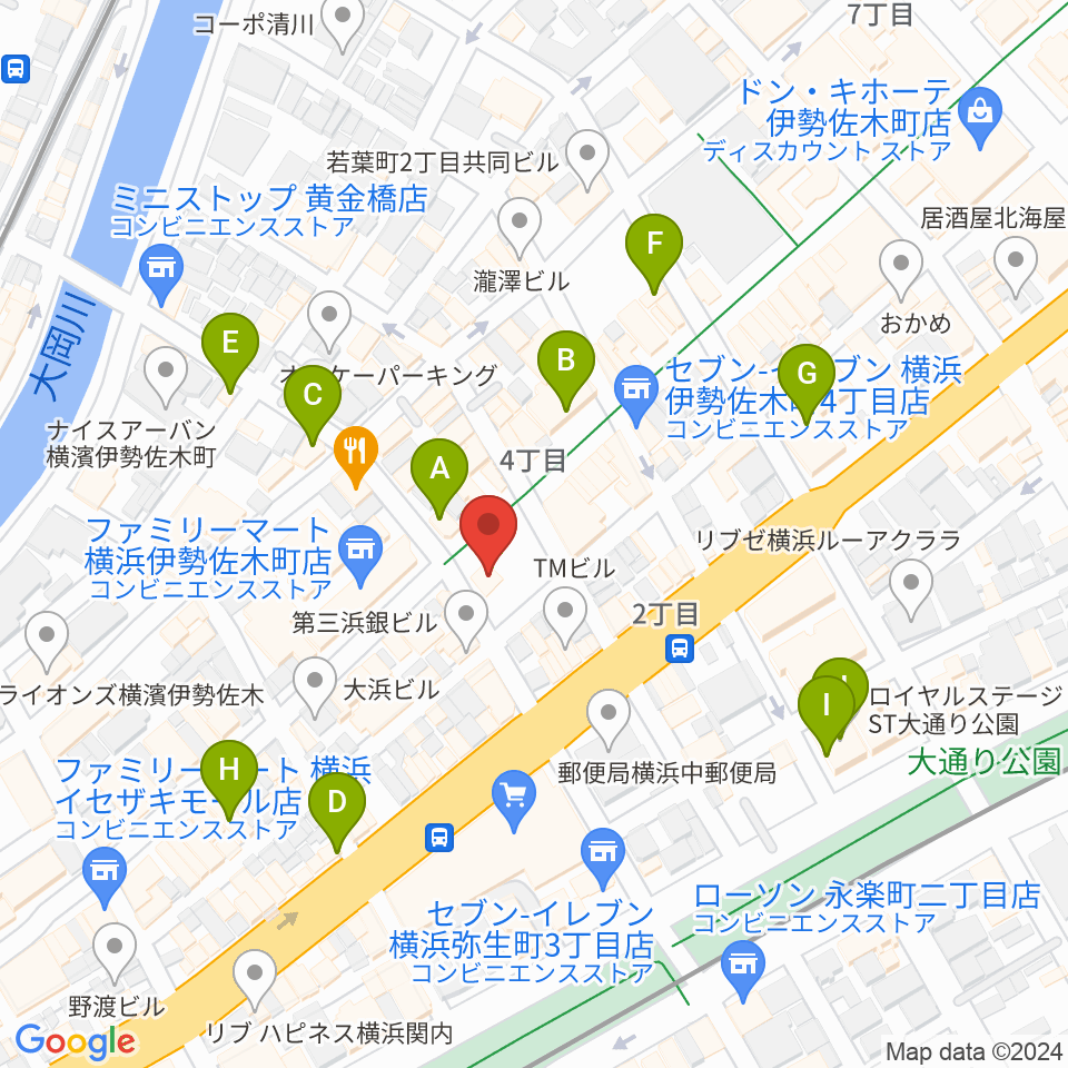 伊勢佐木町CROSS STREET周辺のカフェ一覧地図