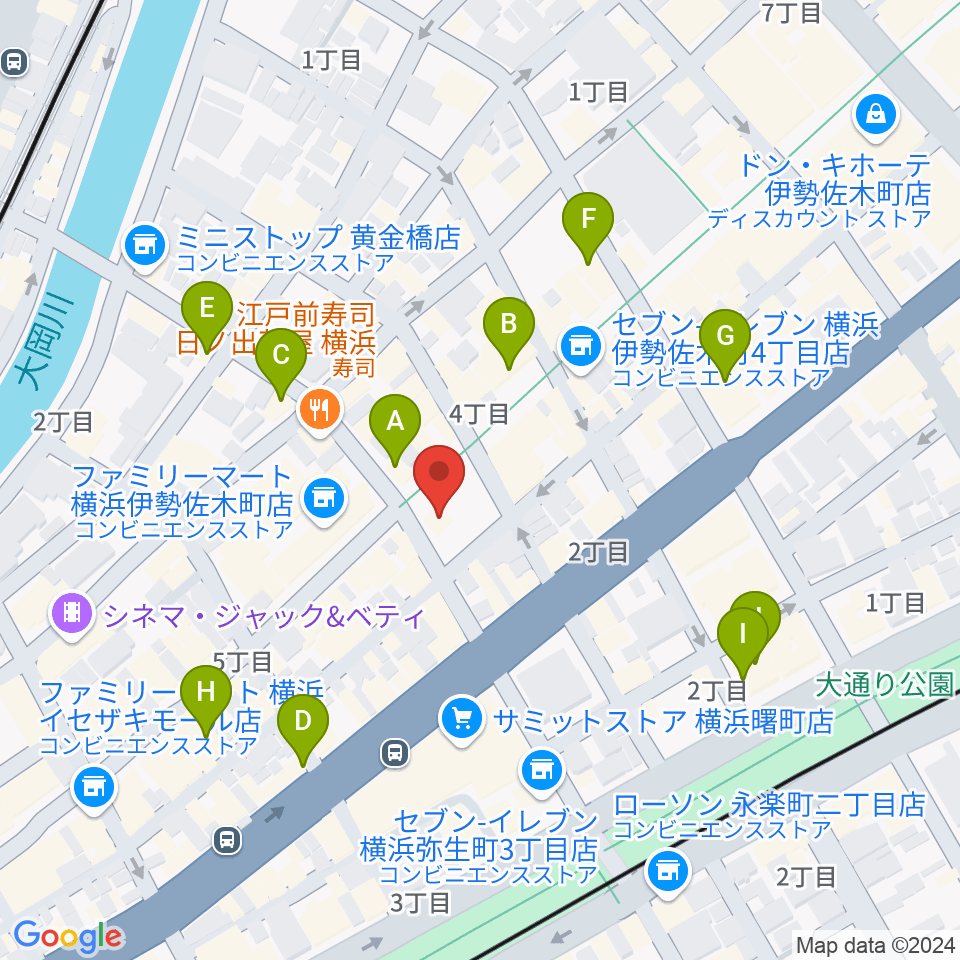 伊勢佐木町CROSS STREET周辺のカフェ一覧地図