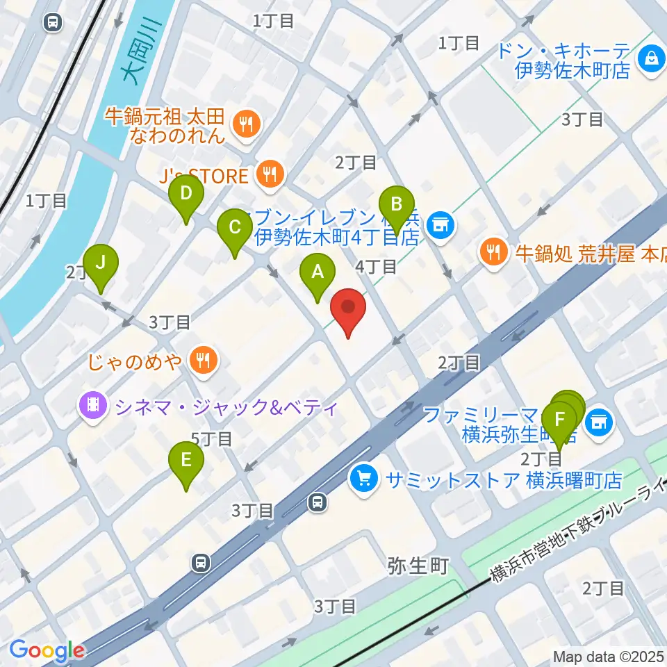 伊勢佐木町CROSS STREET周辺のカフェ一覧地図
