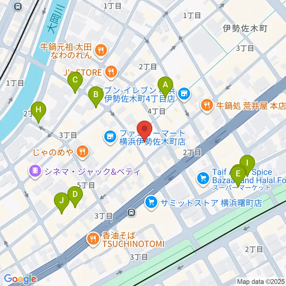 伊勢佐木町CROSS STREET周辺のカフェ一覧地図