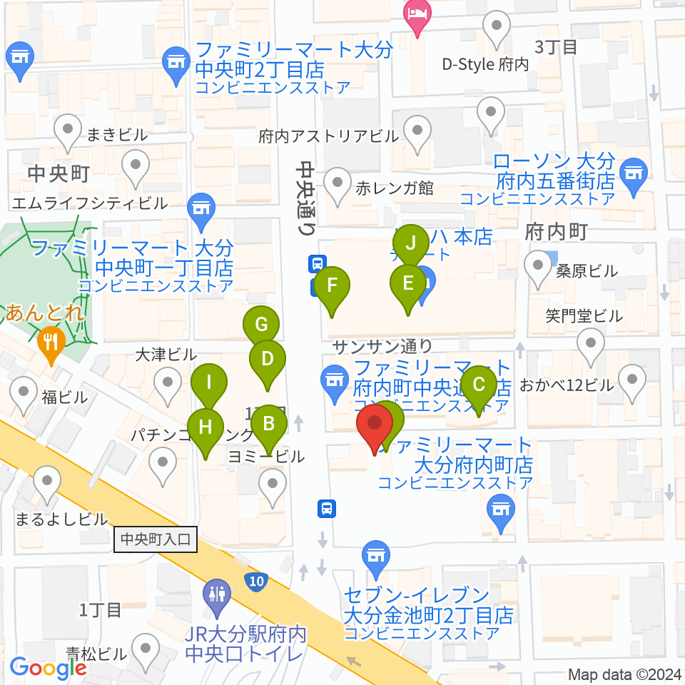 大分BackStage周辺のカフェ一覧地図