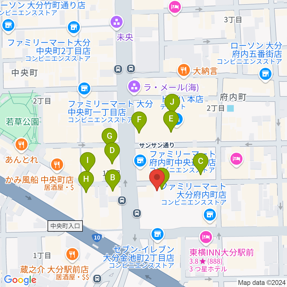 大分BackStage周辺のカフェ一覧地図