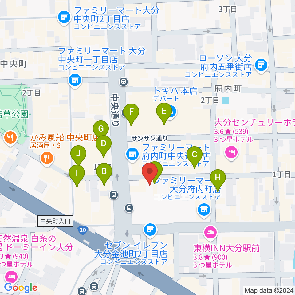 大分BackStage周辺のカフェ一覧地図