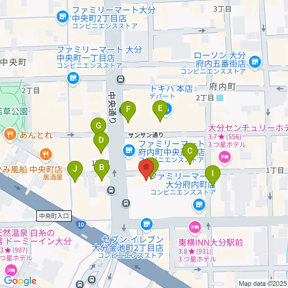 大分BackStage周辺のカフェ一覧地図