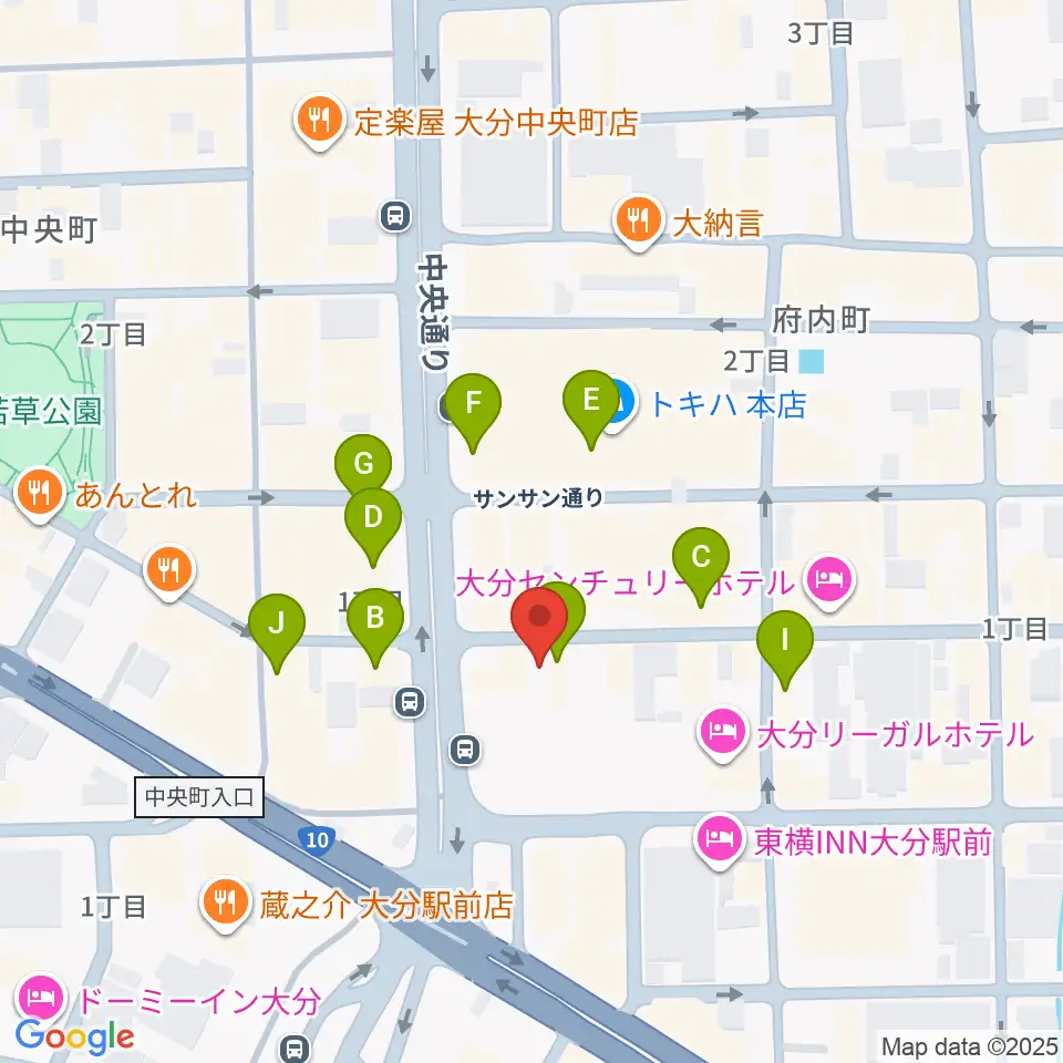 大分BackStage周辺のカフェ一覧地図