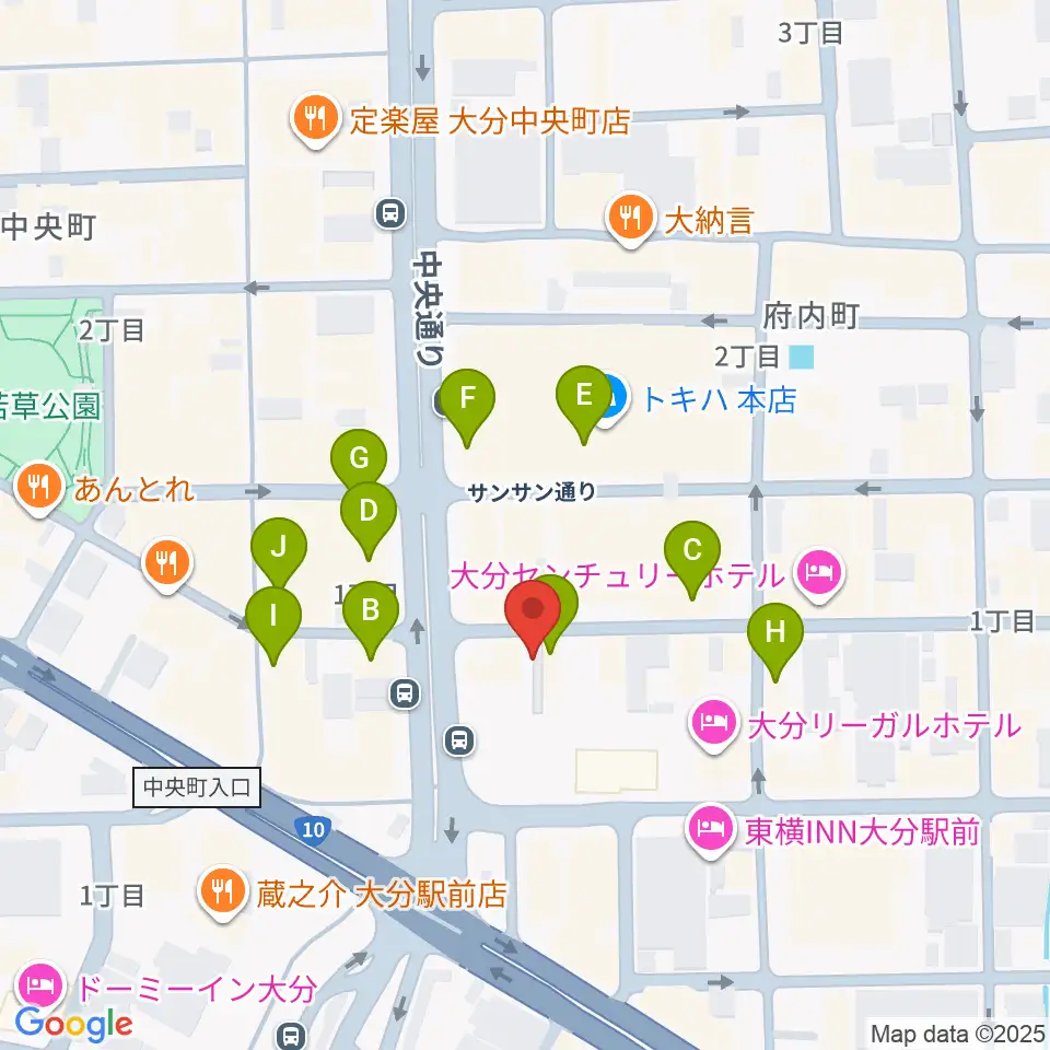 大分BackStage周辺のカフェ一覧地図