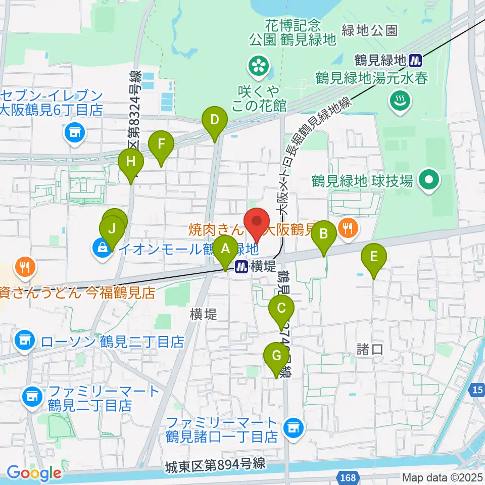 鶴見区民センター周辺のカフェ一覧地図