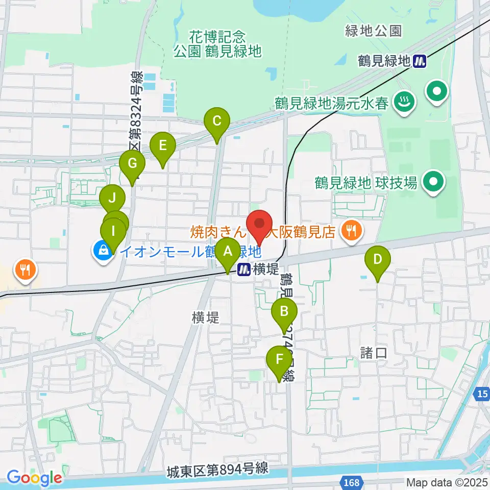 鶴見区民センター周辺のカフェ一覧地図