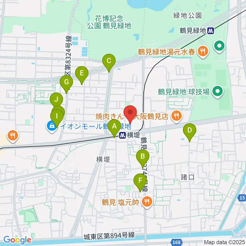 鶴見区民センター周辺のカフェ一覧地図