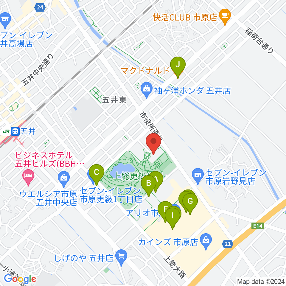 いちはら子ども未来館 weほーる周辺のカフェ一覧地図