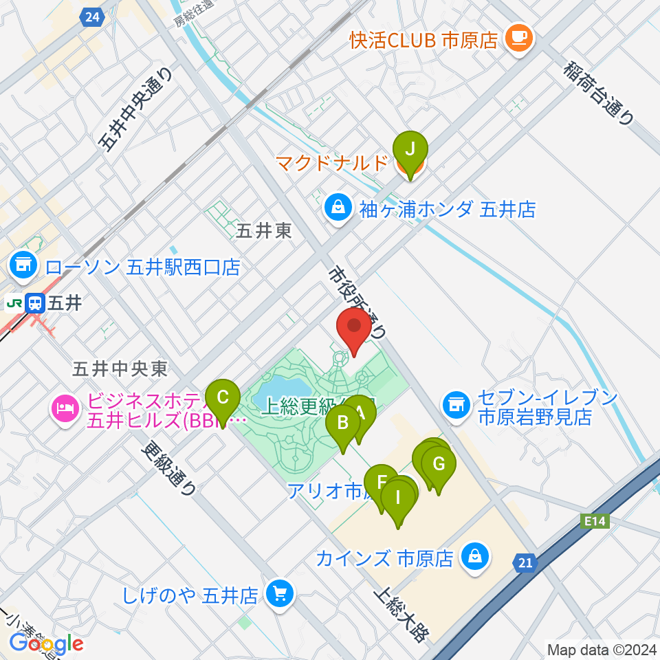 いちはら子ども未来館 weほーる周辺のカフェ一覧地図