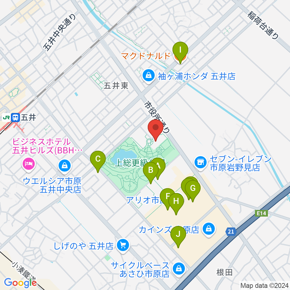 いちはら子ども未来館 weほーる周辺のカフェ一覧地図