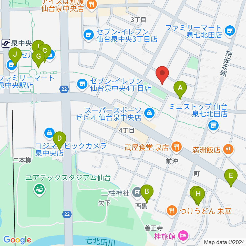 J&B泉店 ジェーアンドビー周辺のカフェ一覧地図