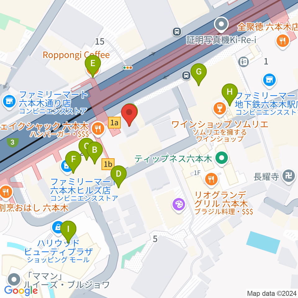 六本木アルフィー周辺のカフェ一覧地図