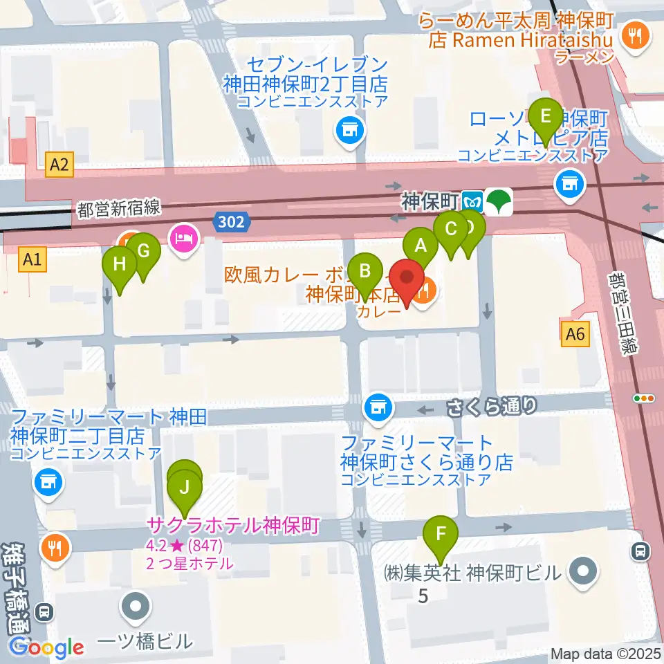 富士レコード社周辺のカフェ一覧地図