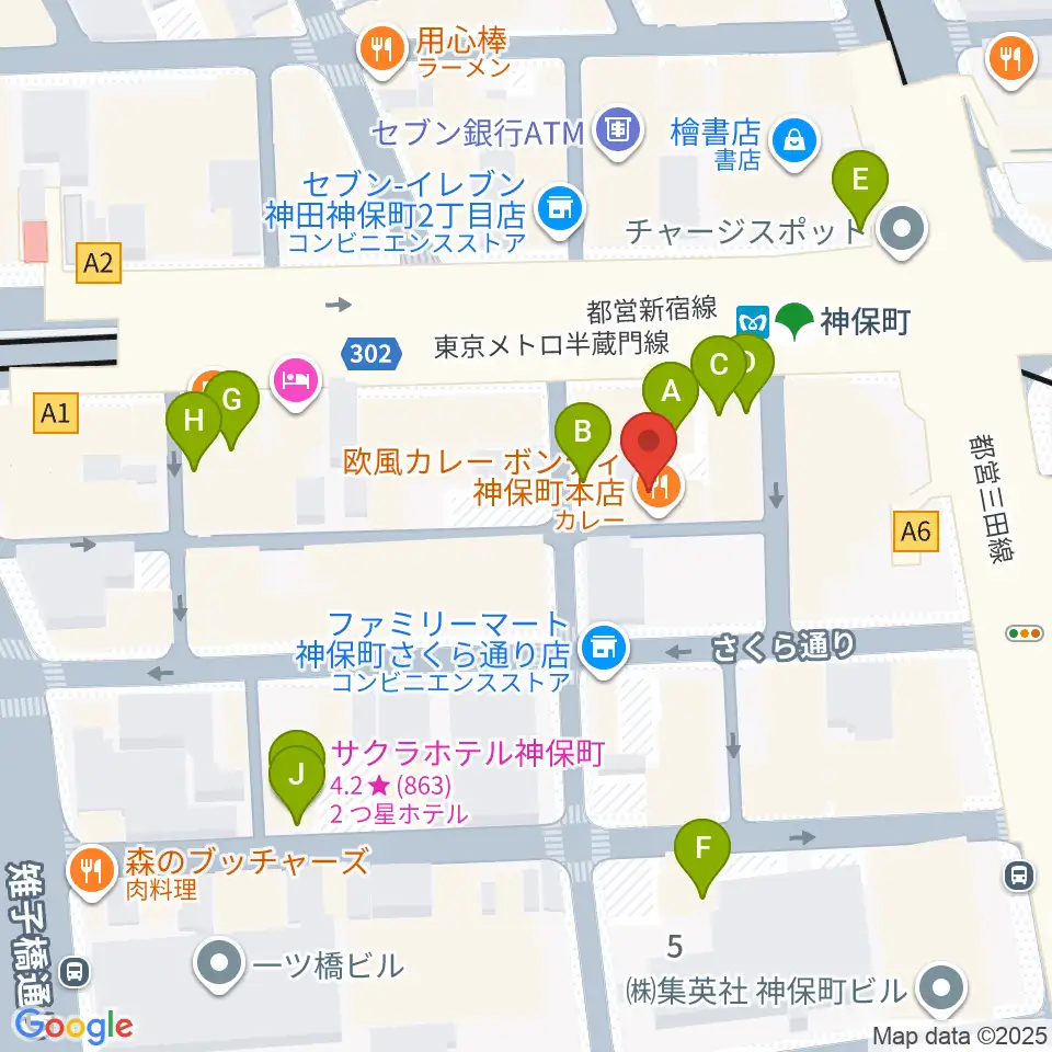 富士レコード社周辺のカフェ一覧地図