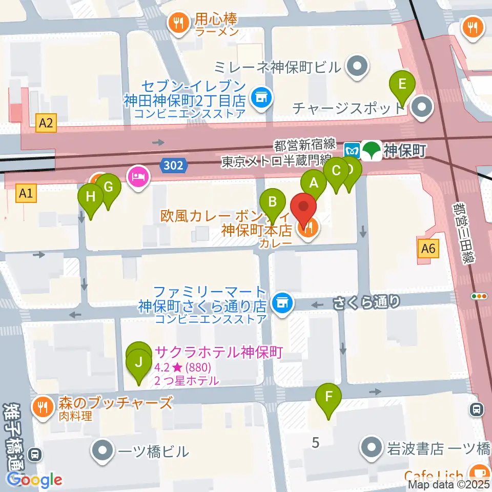 富士レコード社周辺のカフェ一覧地図