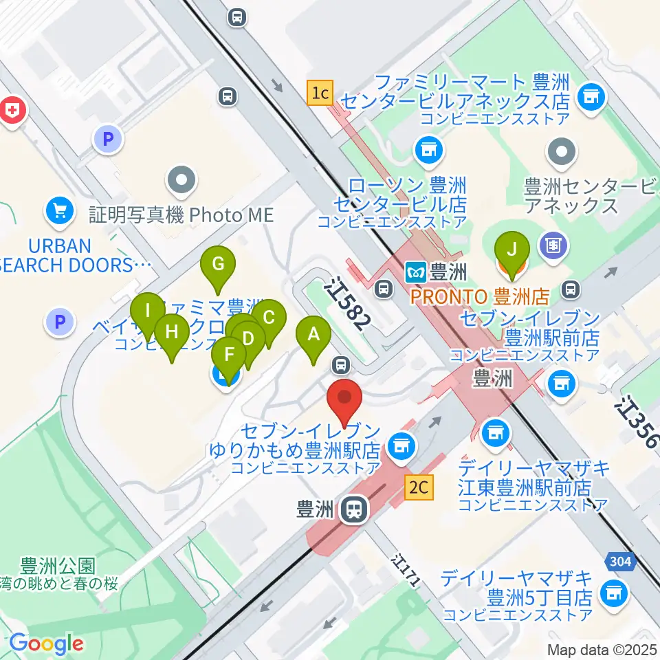 豊洲文化センター周辺のカフェ一覧地図