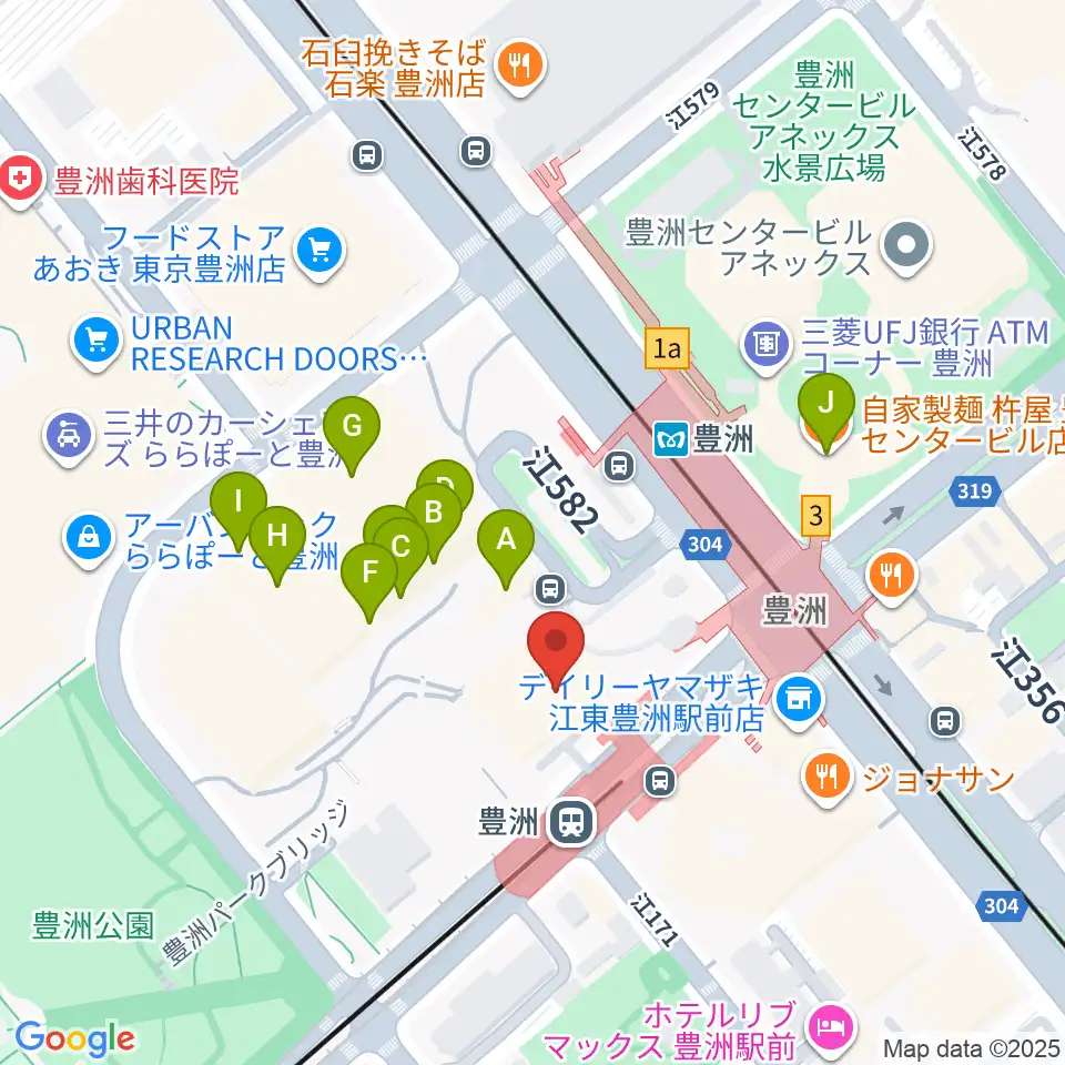 豊洲文化センター周辺のカフェ一覧地図