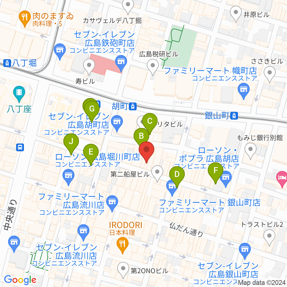 広島Jazz in Mingus（ミンガス）周辺のカフェ一覧地図