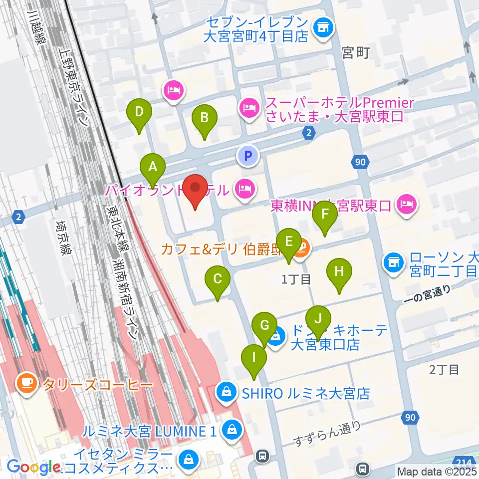 ディスクユニオン大宮店周辺のカフェ一覧地図