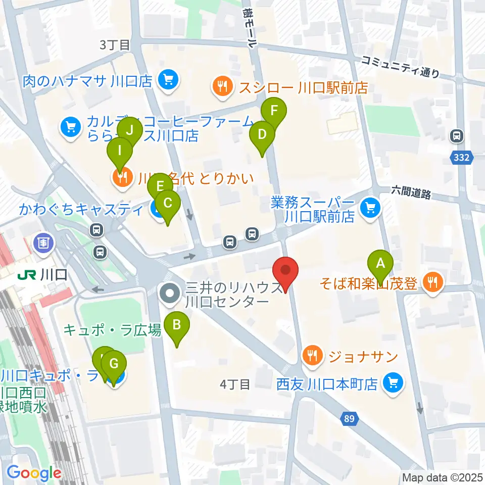 イエローポップ川口店周辺のカフェ一覧地図
