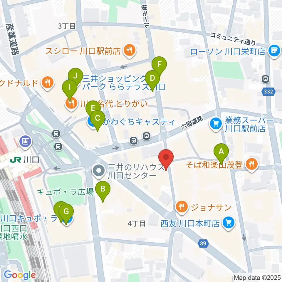 イエローポップ川口店周辺のカフェ一覧地図