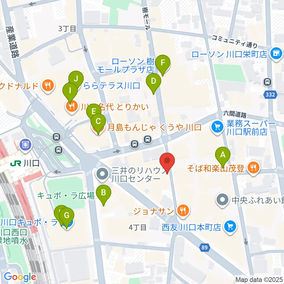 イエローポップ川口店周辺のカフェ一覧地図