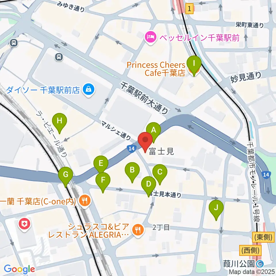 ディスクユニオン千葉店周辺のカフェ一覧地図