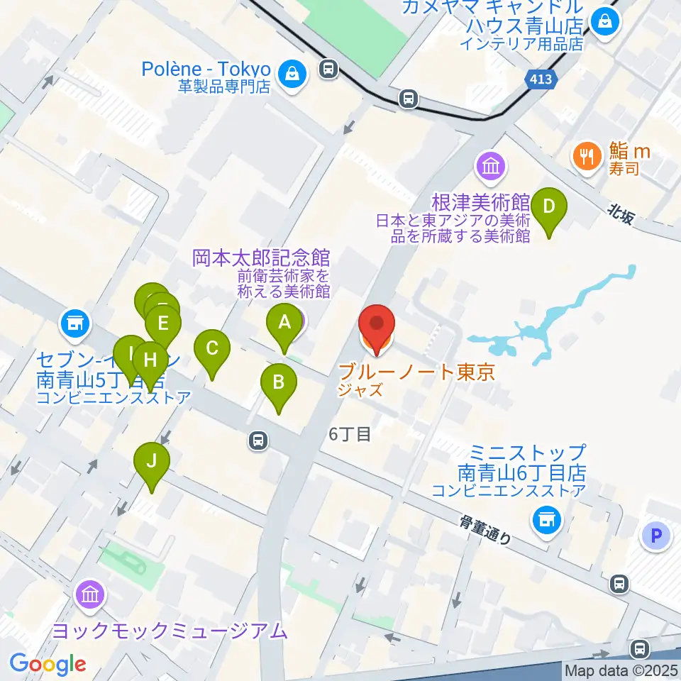 ブルーノート東京周辺のカフェ一覧地図