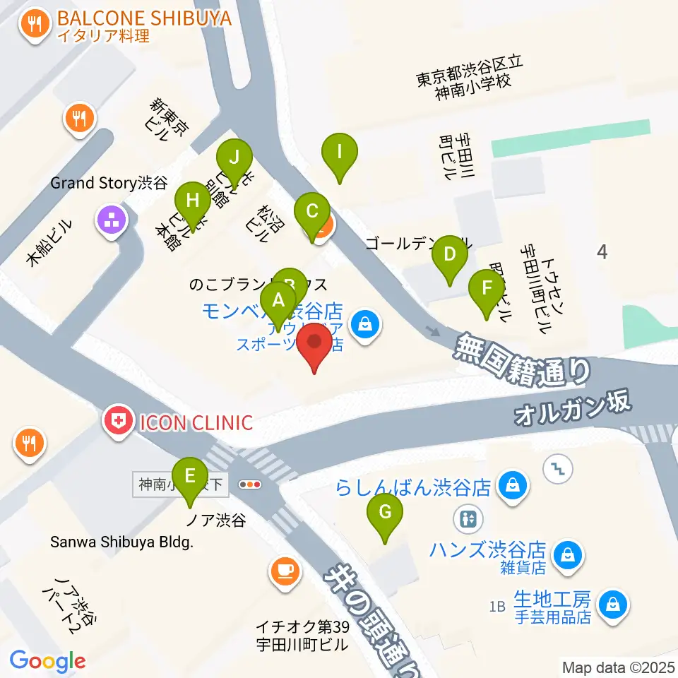 渋谷ROOTS周辺のカフェ一覧地図