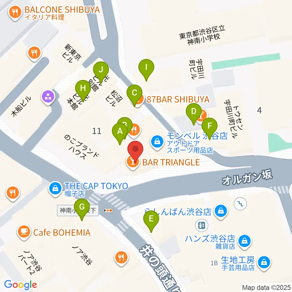 渋谷ROOTS周辺のカフェ一覧地図