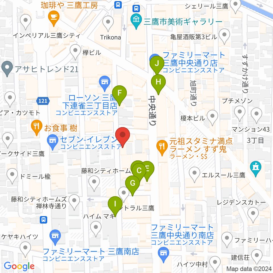 三鷹 パレード周辺のカフェ一覧地図