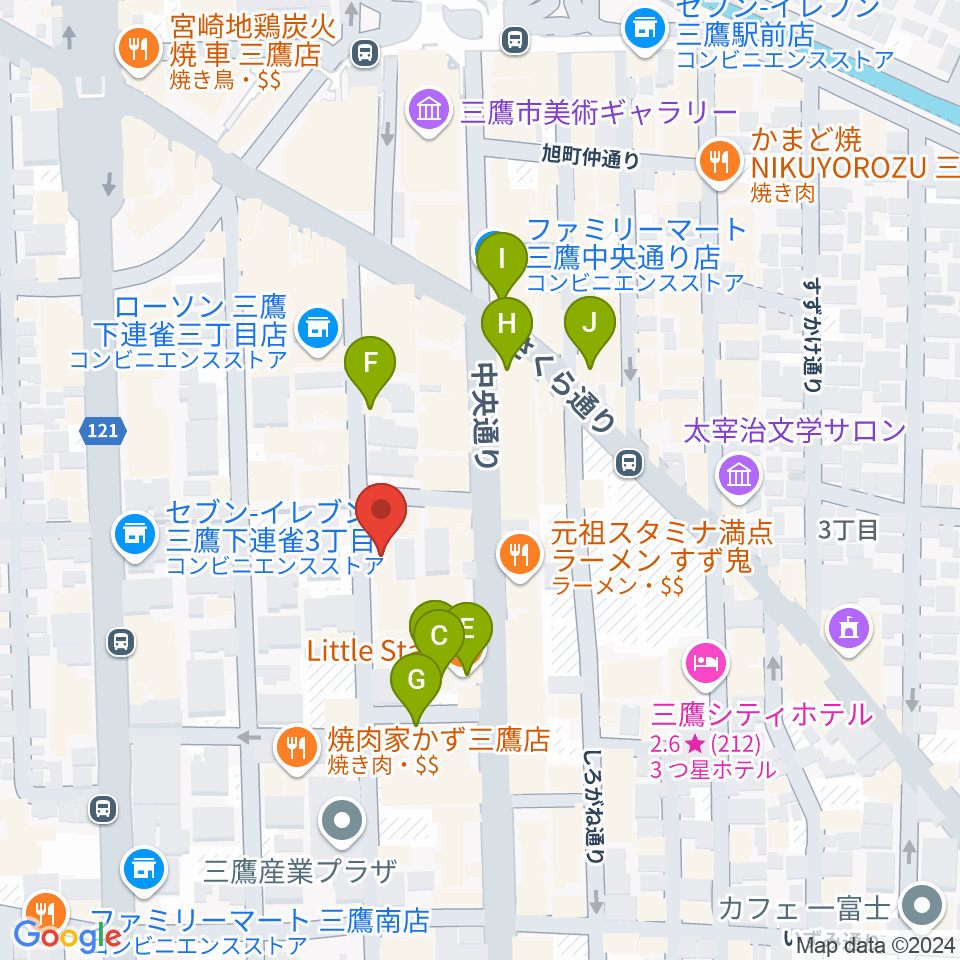 三鷹 パレード周辺のカフェ一覧地図