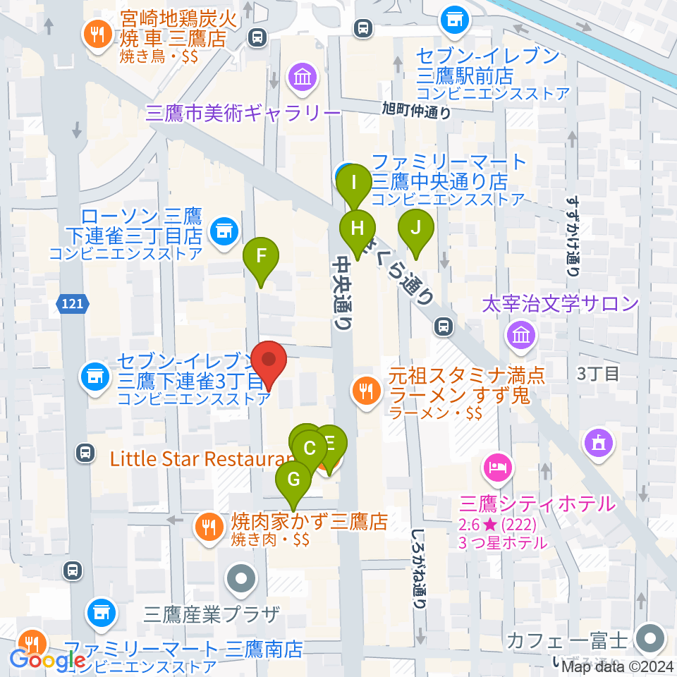 三鷹 パレード周辺のカフェ一覧地図