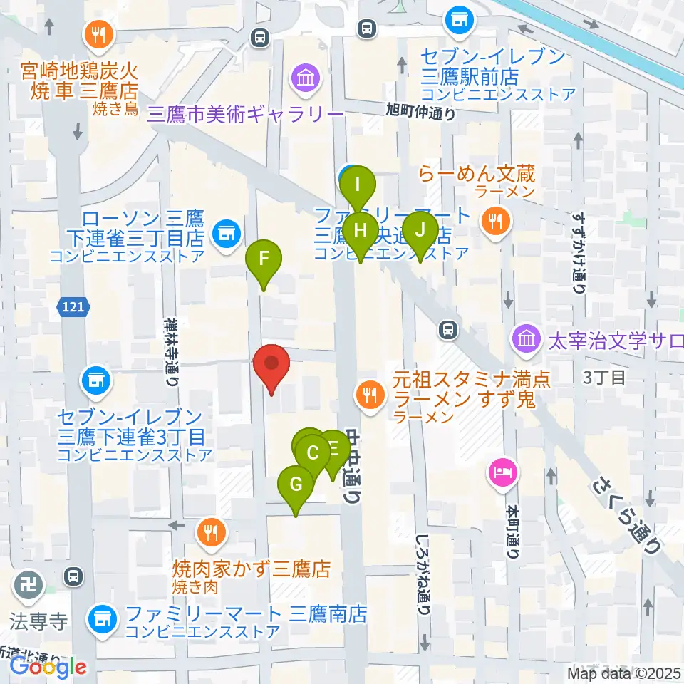 三鷹 パレード周辺のカフェ一覧地図