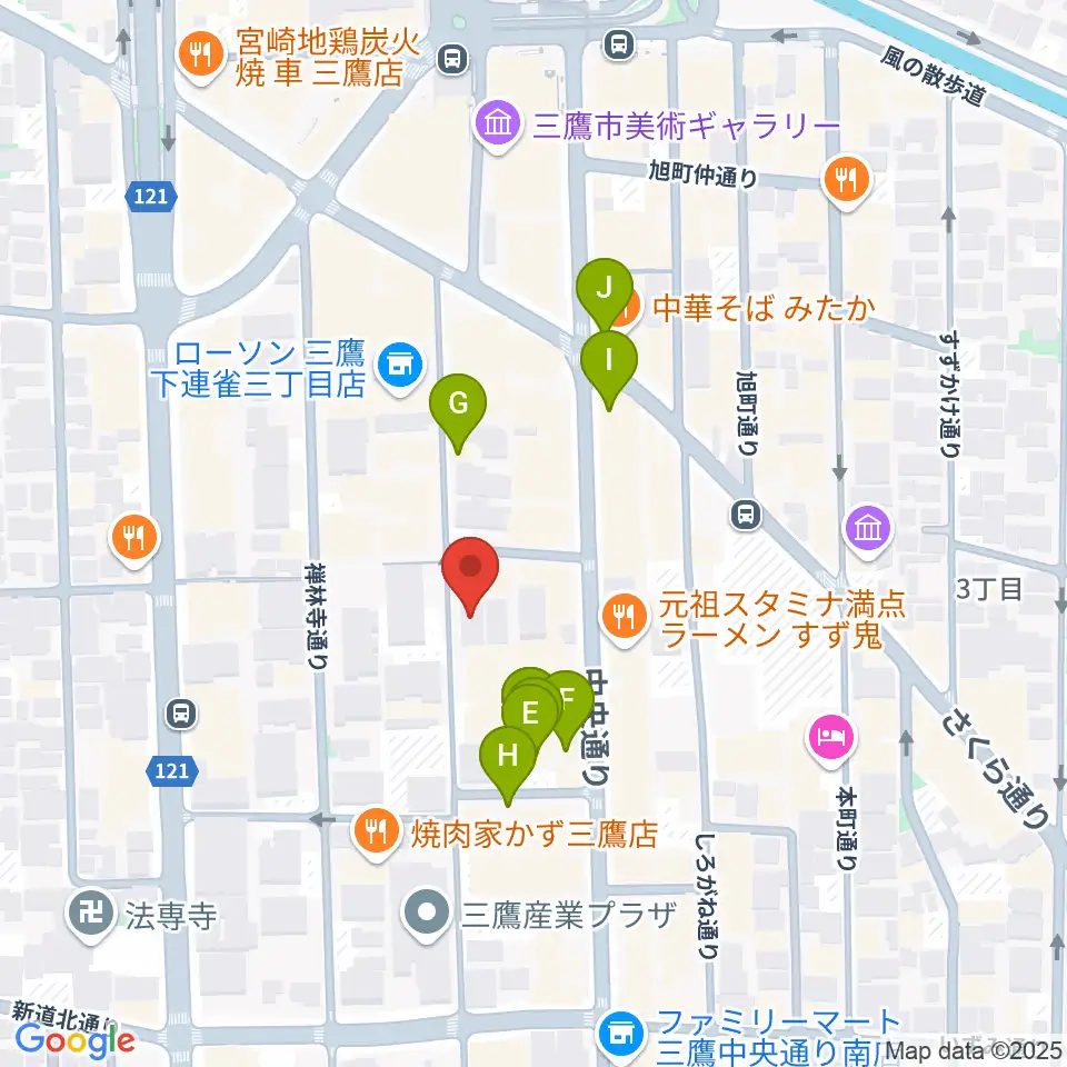 三鷹 パレード周辺のカフェ一覧地図
