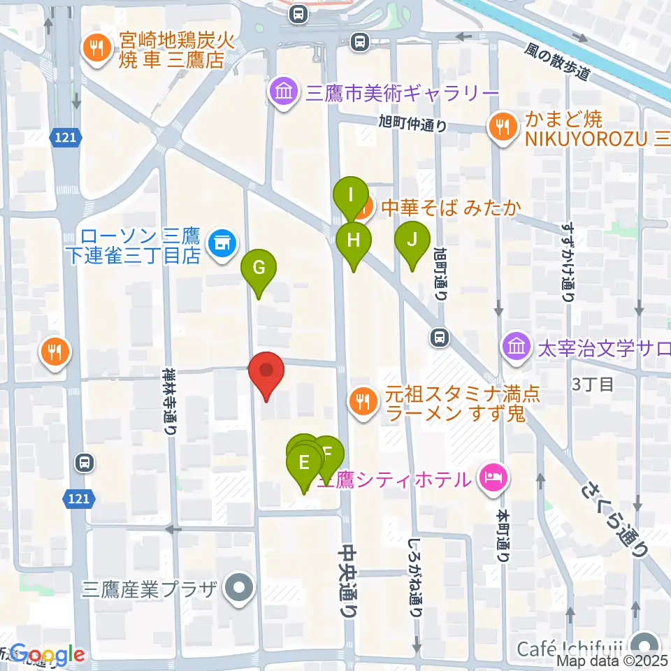 三鷹 パレード周辺のカフェ一覧地図