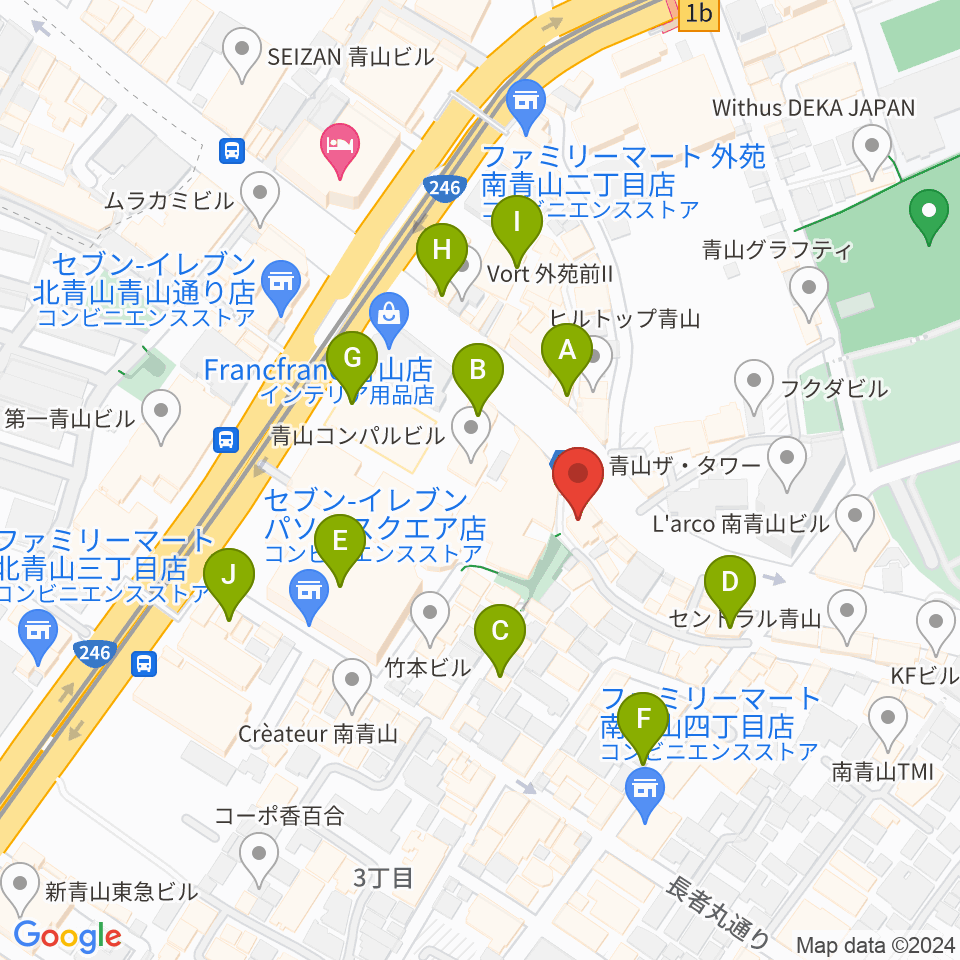 南青山MANDALA周辺のカフェ一覧地図