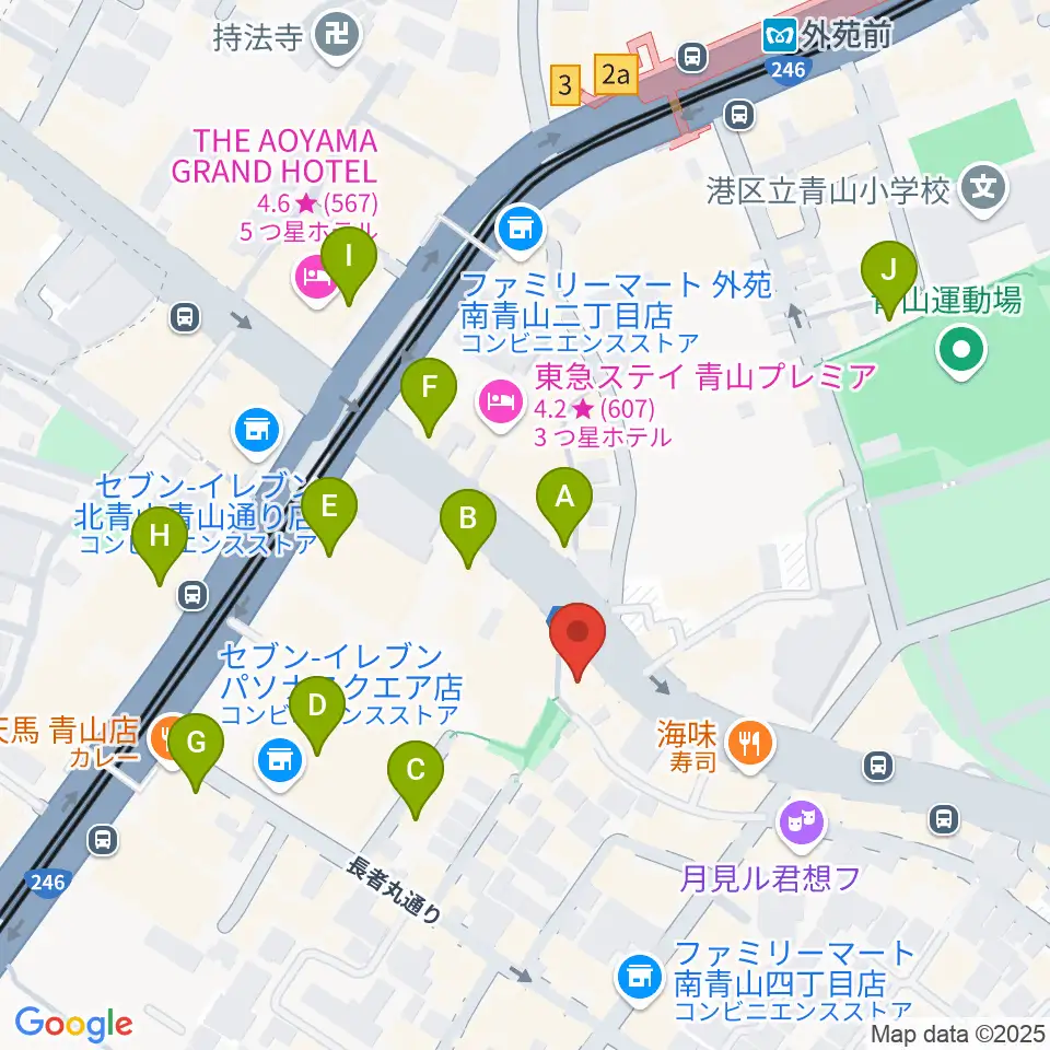 南青山MANDALA周辺のカフェ一覧地図