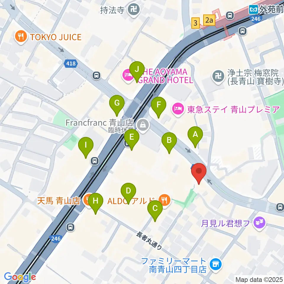 南青山MANDALA周辺のカフェ一覧地図