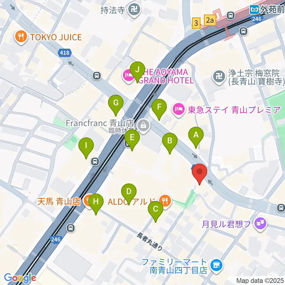 南青山MANDALA周辺のカフェ一覧地図