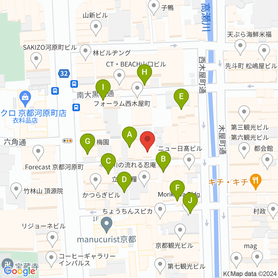 京都アメリカングラフィティーズ周辺のカフェ一覧地図