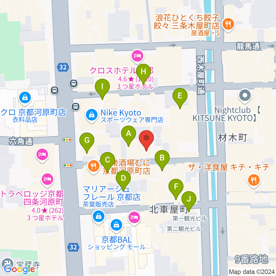 京都アメリカングラフィティーズ周辺のカフェ一覧地図