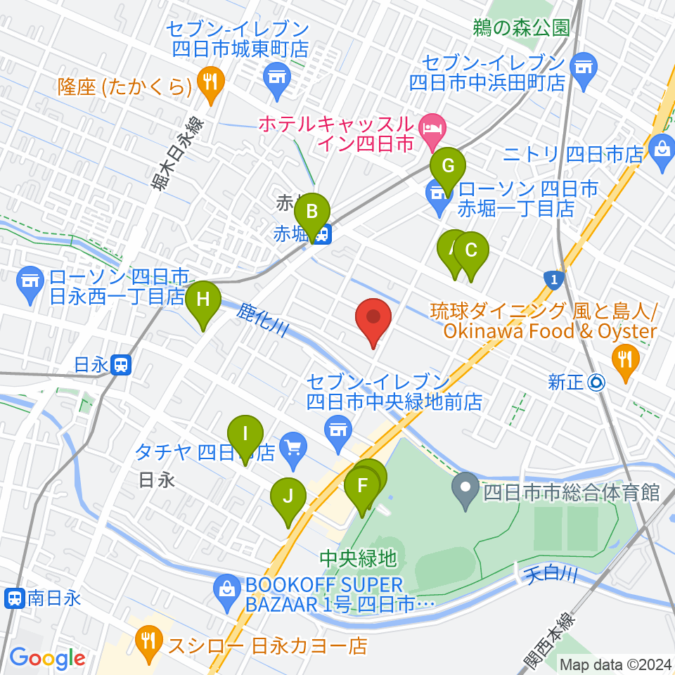 スタジオエチュード四日市店周辺のカフェ一覧地図