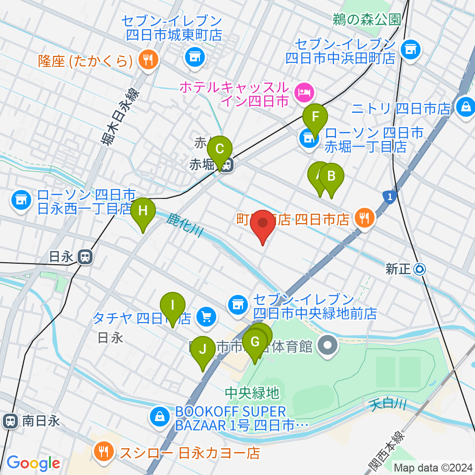 スタジオエチュード四日市店周辺のカフェ一覧地図