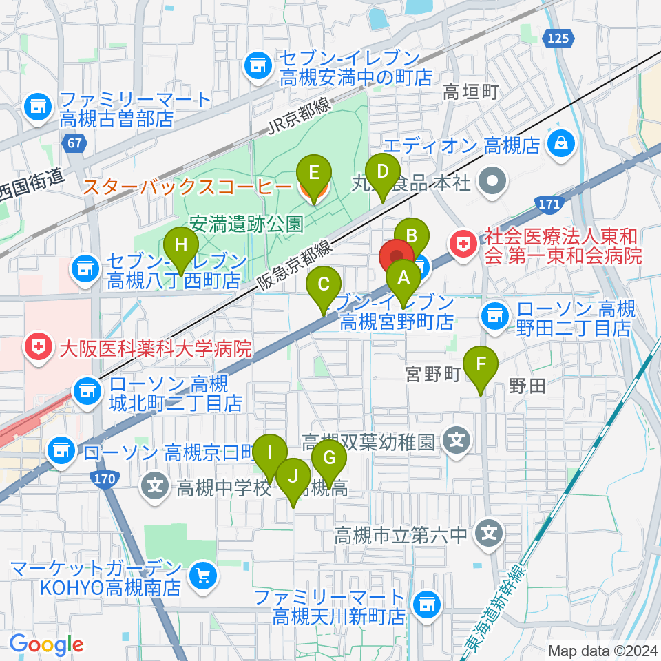 songbird スタジオ周辺のカフェ一覧地図