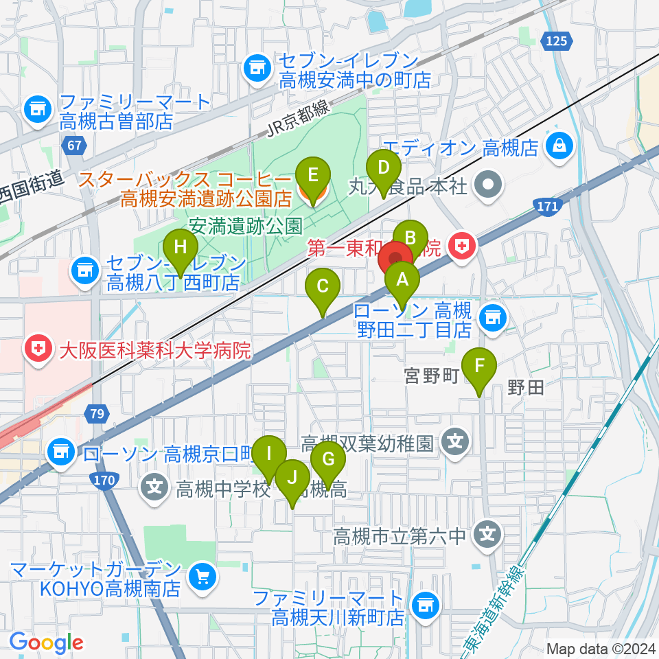 songbird スタジオ周辺のカフェ一覧地図