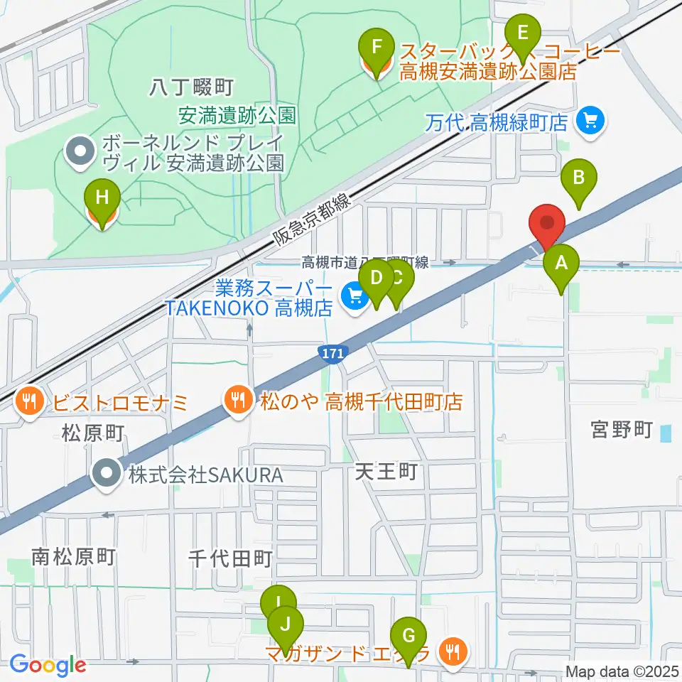 songbird スタジオ周辺のカフェ一覧地図