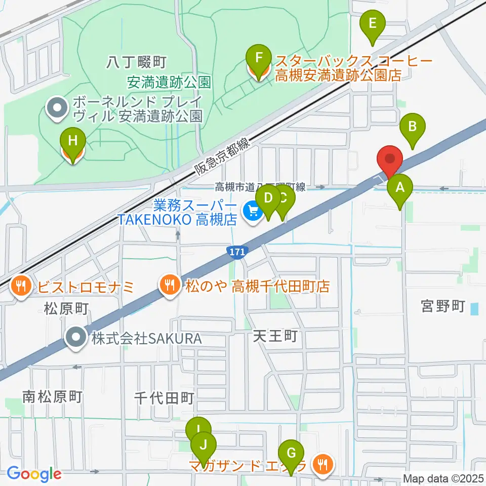 songbird スタジオ周辺のカフェ一覧地図
